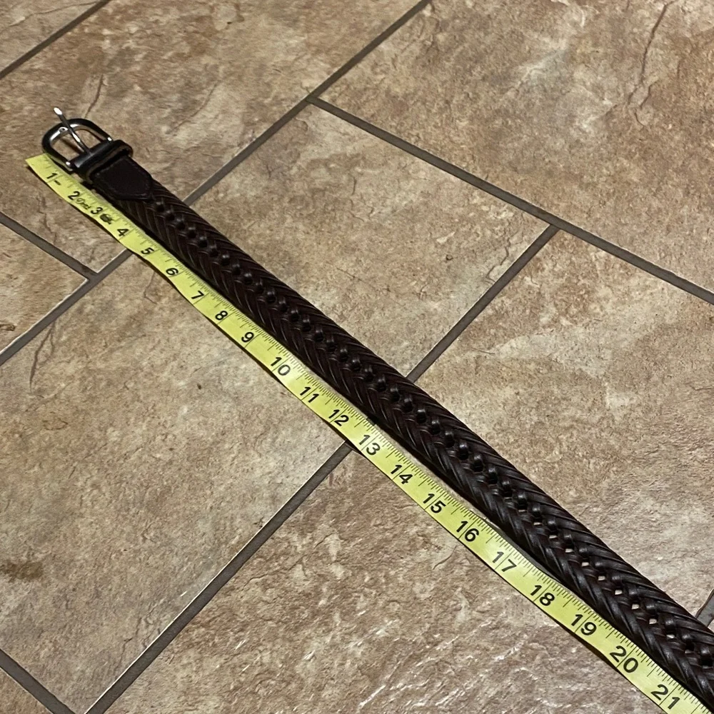 Unisex Woven Leather Belt - Dark Brown